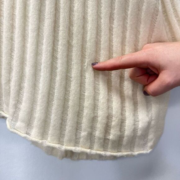 MadeleineĀ Thompson Cashmere Cream Ribbed OpenāKnit Open Front Cardigan SizeāS - Picture 10 of 10